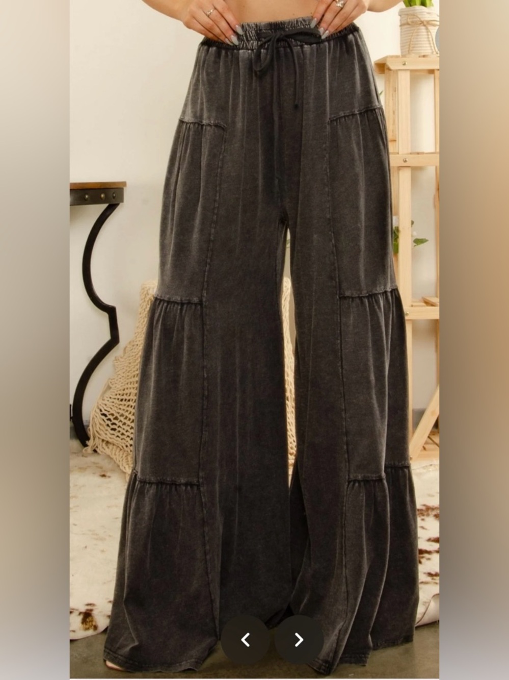 Velvet Washed Charcoal Tiered Maxi Skirt - Picture 2 of 11